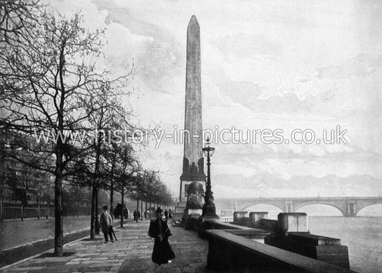 Cleopatra's Needle and Victoria Embankment, London. c.1890's